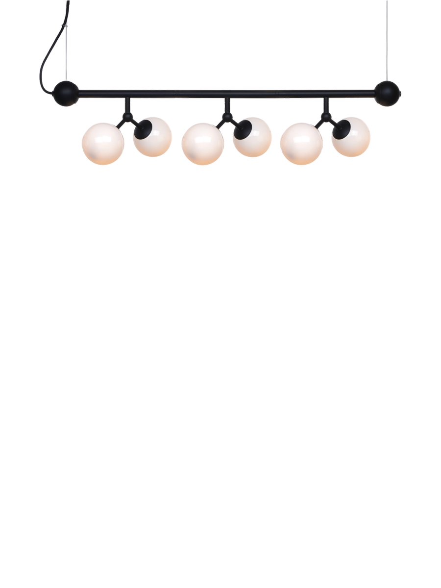 
Horizontal Design Pendant Lamp "Atom" - Opal, Black