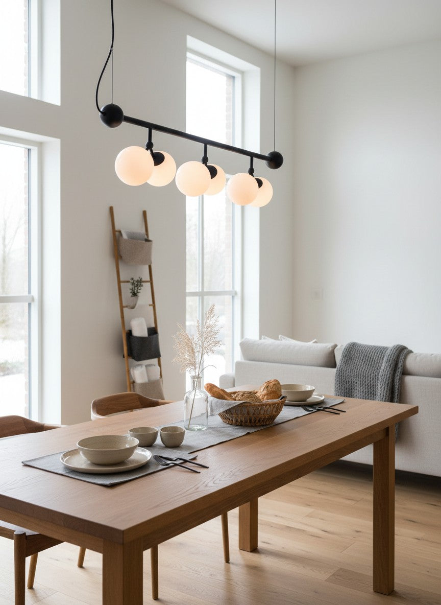 
Horizontal Design Pendant Lamp "Atom" - Opal, Black