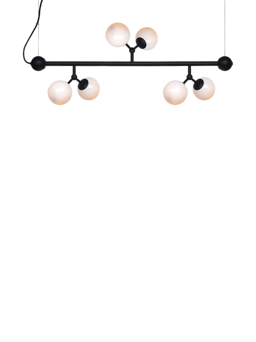 
Horizontal Design Pendant Lamp "Atom" - Opal, Black