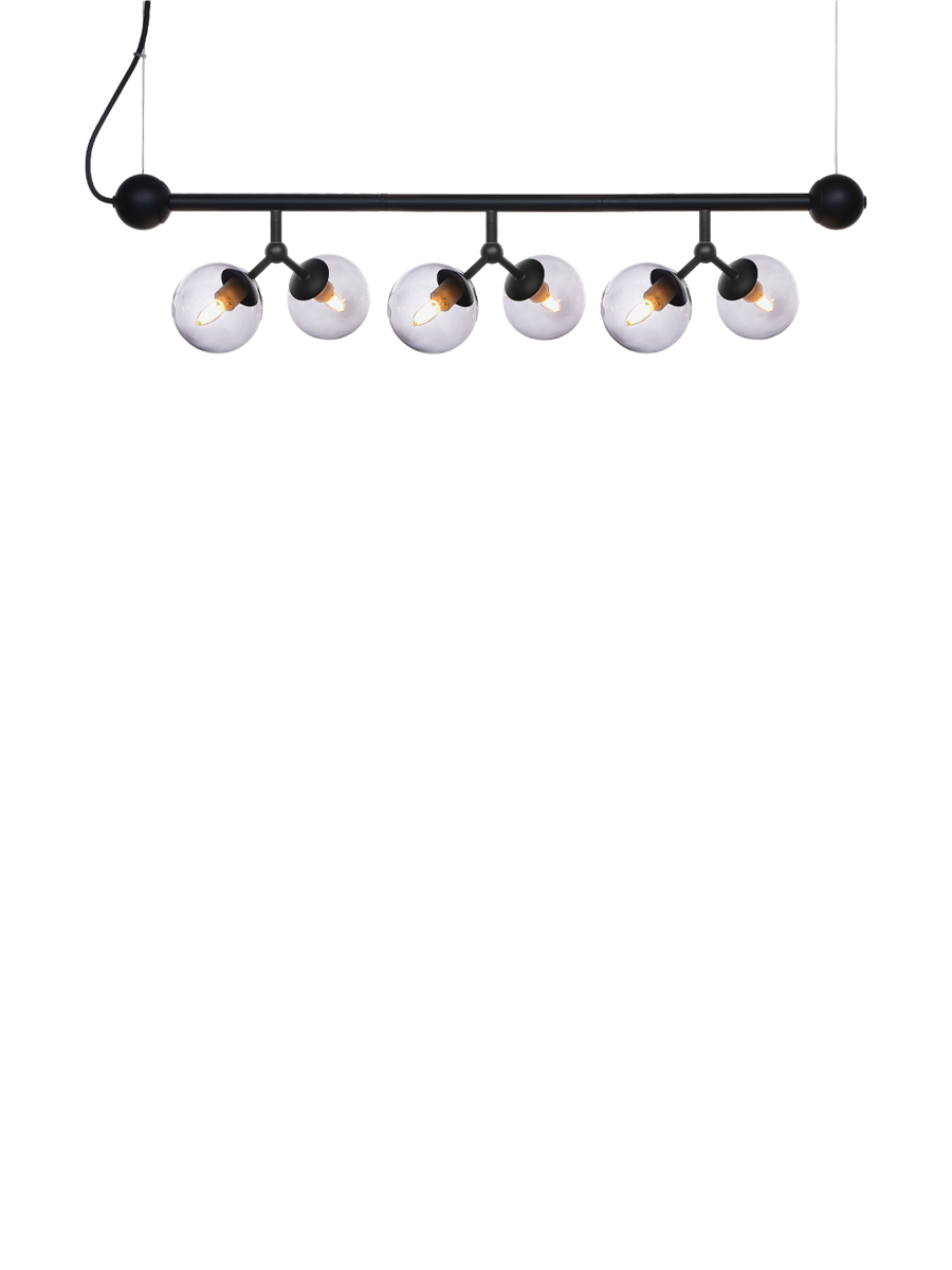 
Horizontal Design Pendant Lamp "Atom" - Smoked glass