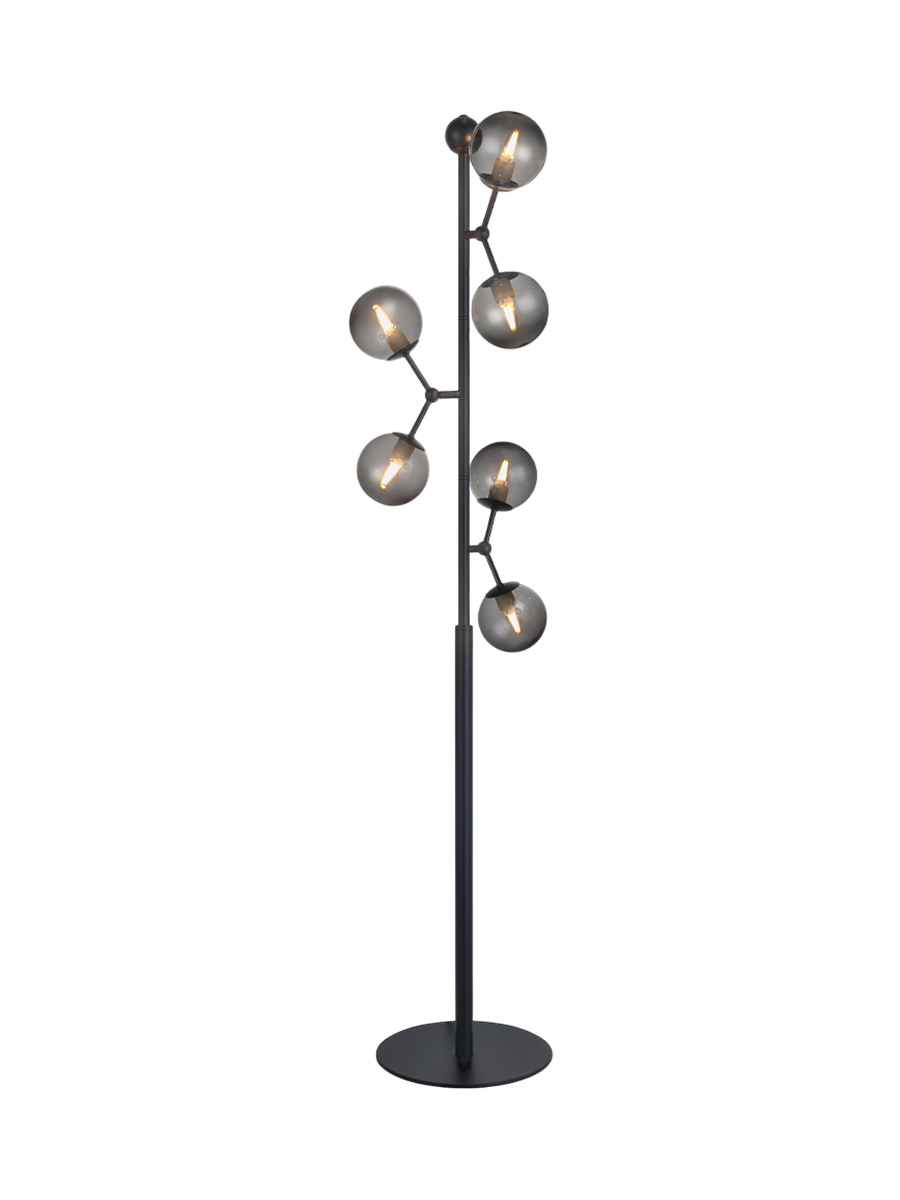 
Design Stehlampe "Atom" - Rauchglas