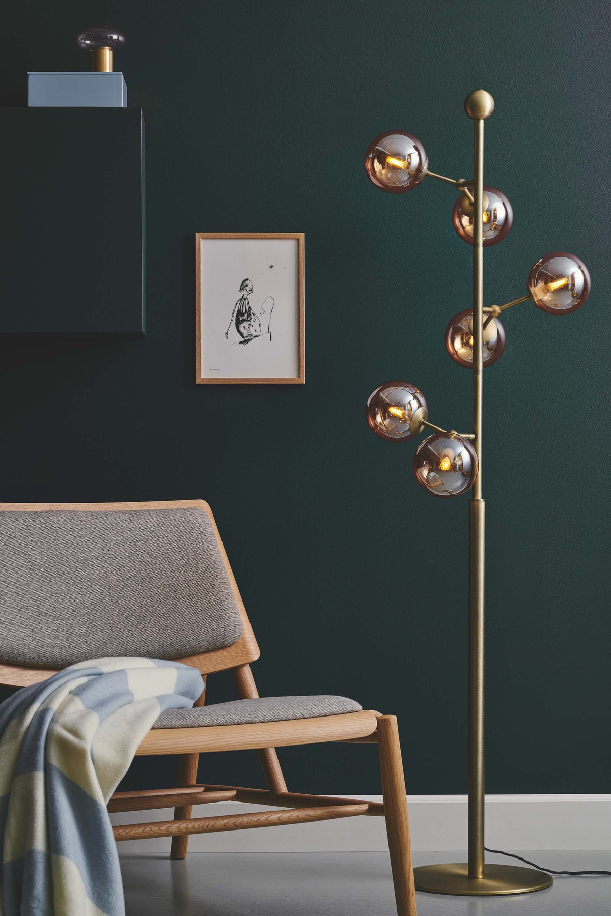
Design Stehlampe "Atom" - Amber