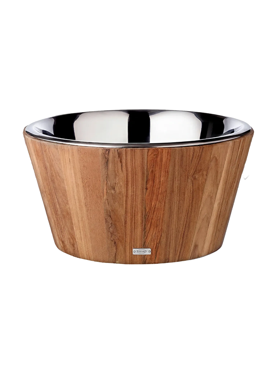 
XL Premium Champagne Cooler "Franklin" made of Teak Wood & Polished Nickel-Plated Stainless Steel