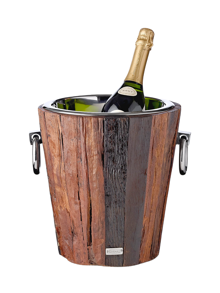 
Premium Champagne Cooler "Providence" made of teak wood & polished nickel-plated stainless steel, double-walled