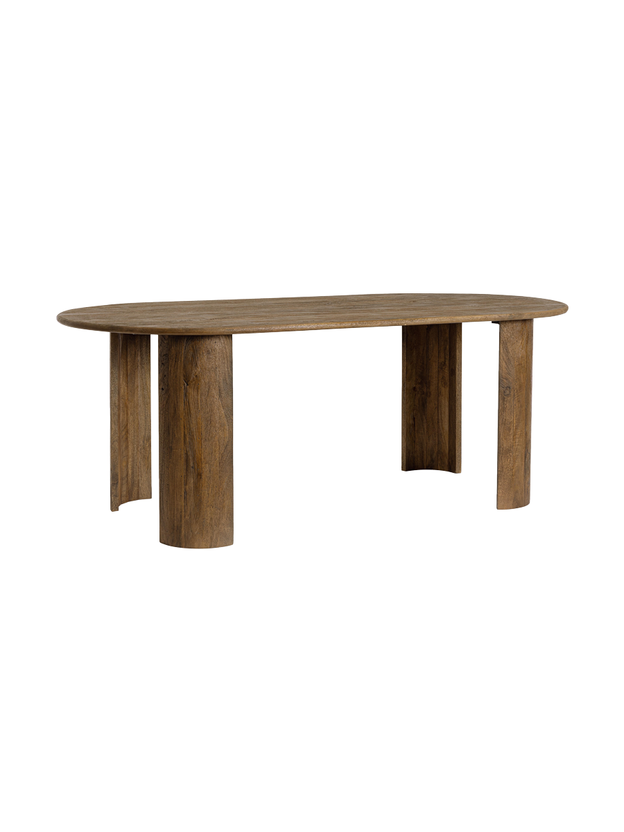 
Ovaler Massivholz Design Esstisch „Orlando“ 210 x 100 cm - Braun
