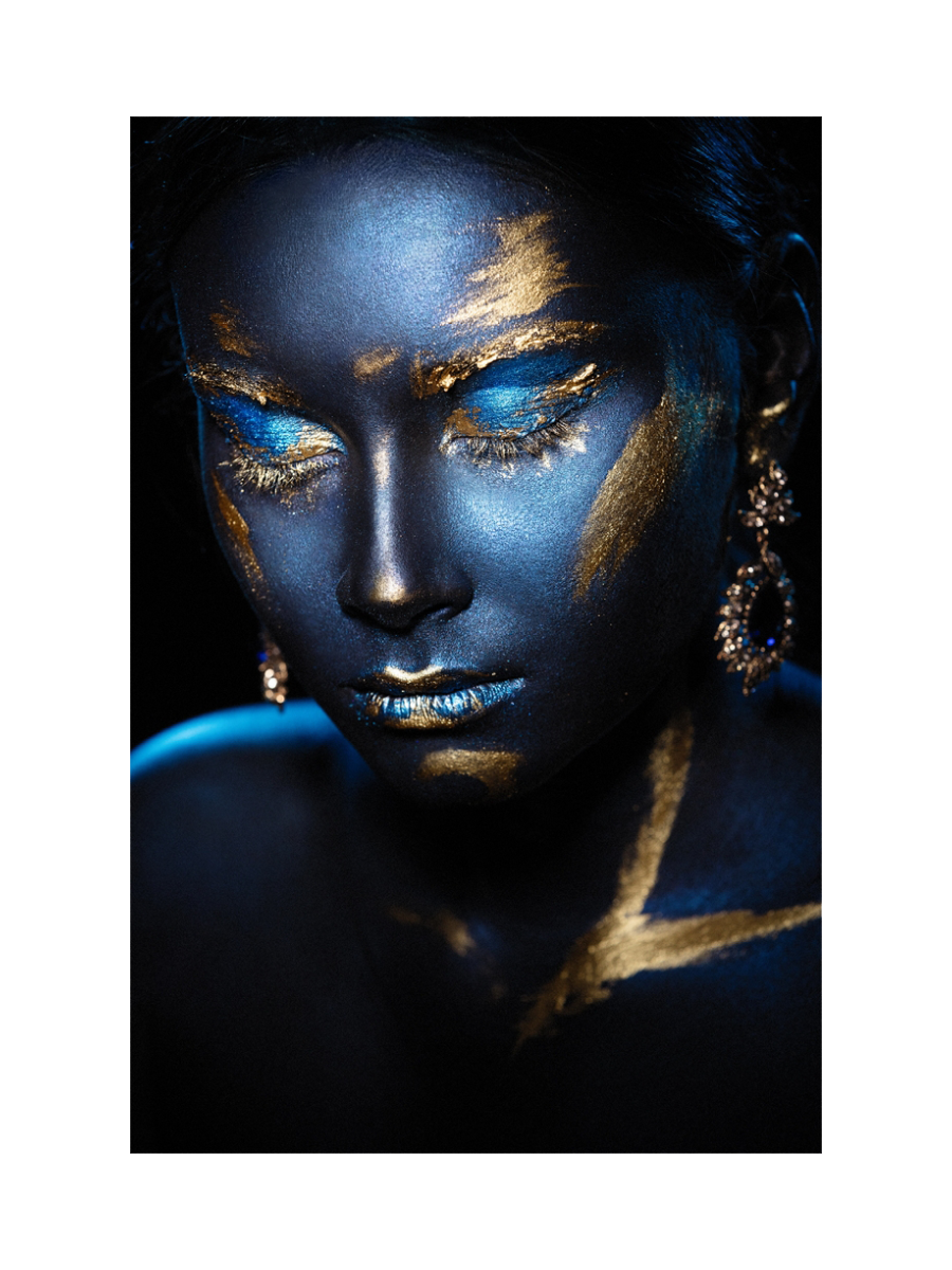 
Glasbild „Beauty in Blue & Gold“ 80 x 120 cm