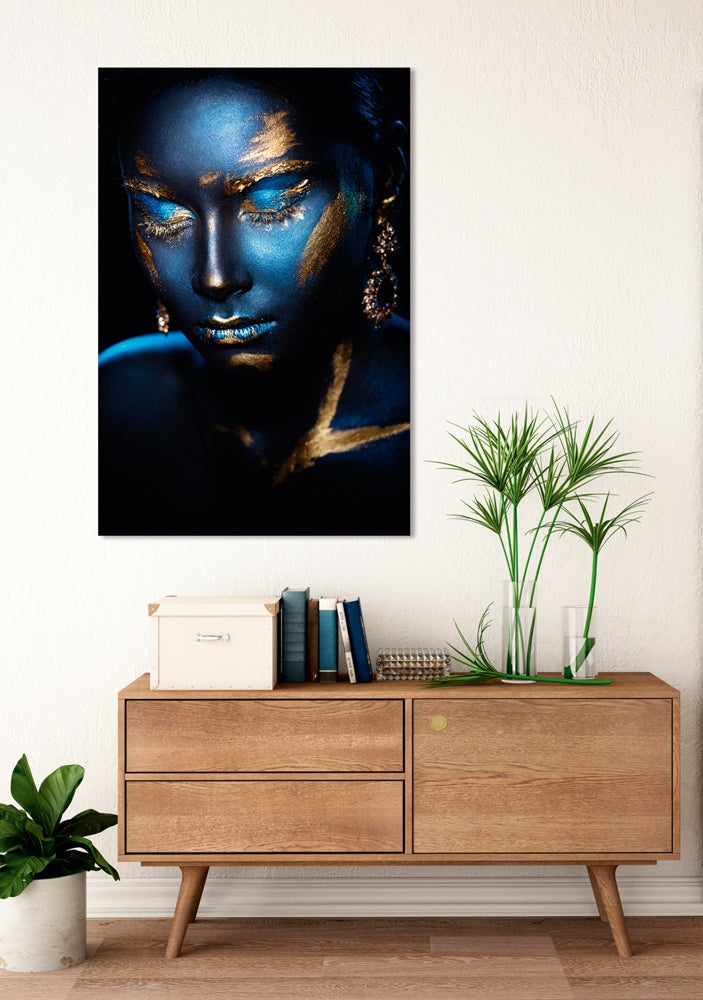 
Glasbild „Beauty in Blue & Gold“ 80 x 120 cm
