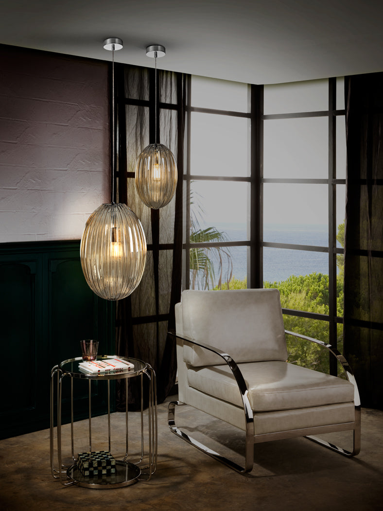
Dimmable LED designer pendant light “Ovila” - Ø 20 x 30 cm / Cognac