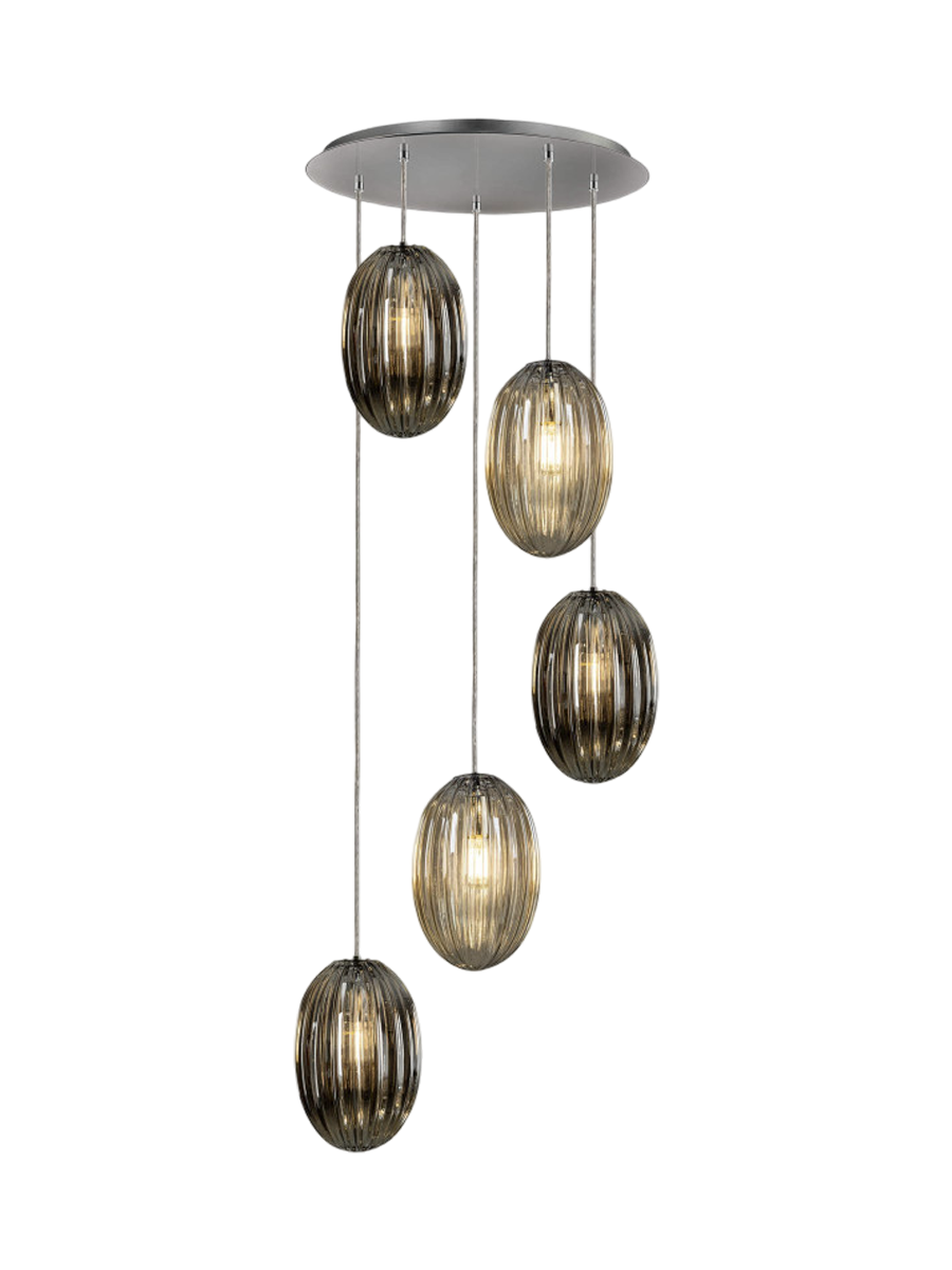 
Dimmable LED designer pendant light “Ovila”, 5-light