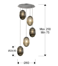
Lampada a sospensione di design a LED dimmerabile «Ovila» a 5 luci