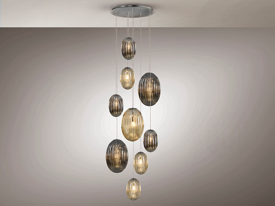 
Grande lampada da galleria di design a LED dimmerabile «Ovila» a 9 luci - senza telecomando