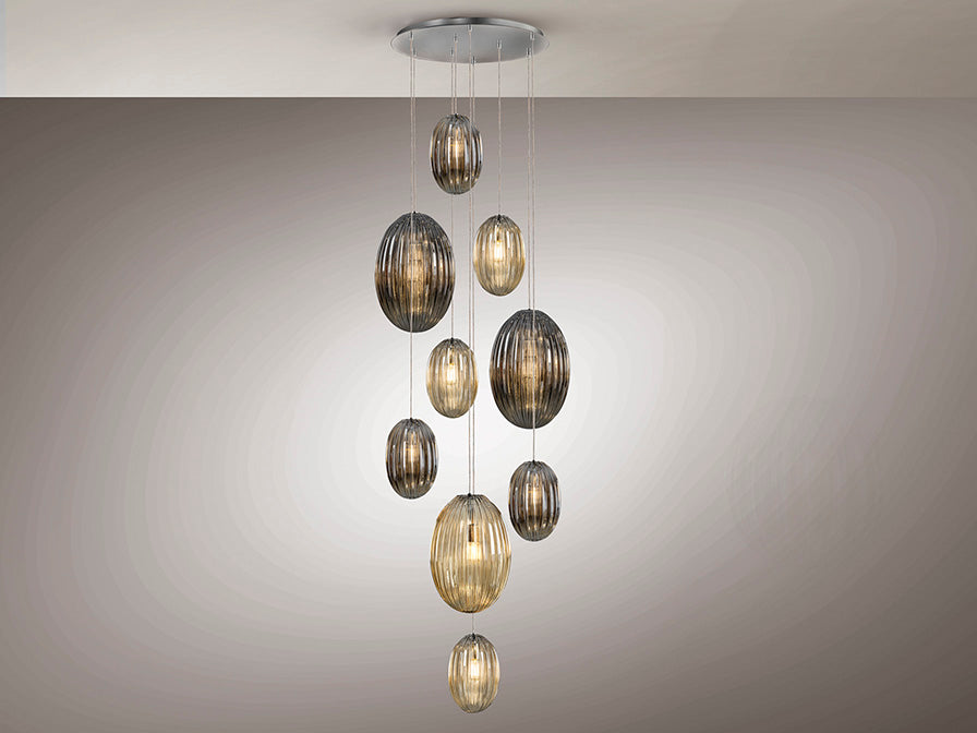 
Grande lampada da galleria di design a LED dimmerabile «Ovila» a 9 luci - senza telecomando