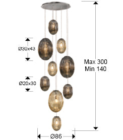 
Grande lampada da galleria di design a LED dimmerabile «Ovila» a 9 luci - senza telecomando