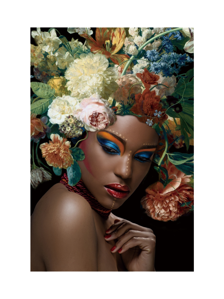 
Quadro in vetro «Bellezza con fiori II» 80 x 120 cm