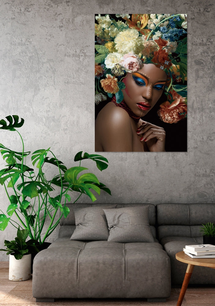 
Quadro in vetro «Bellezza con fiori II» 80 x 120 cm
