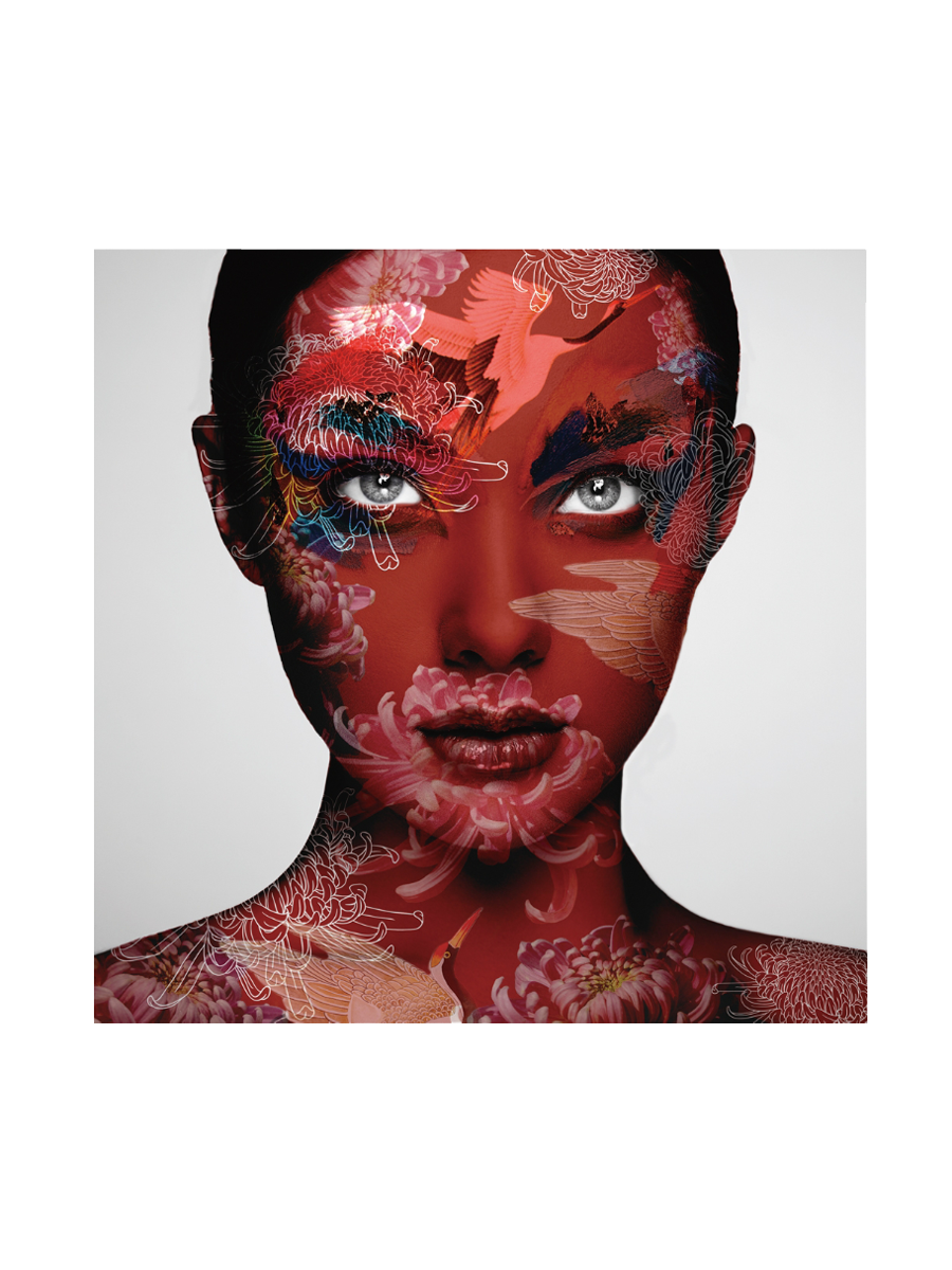 
Quadro in vetro «Signora in rosso» 100 x 100 cm