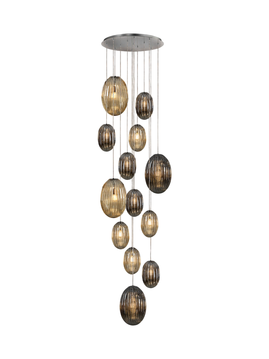 
Grande lampada da galleria di design a LED dimmerabile «Ovila» a 13 luci - senza telecomando
