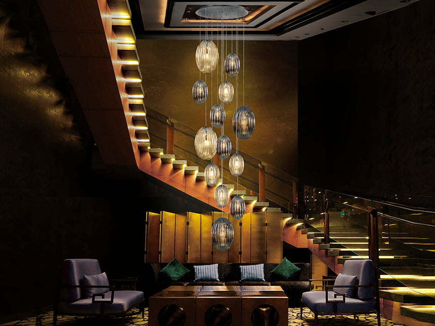 
Grande lampada da galleria di design a LED dimmerabile «Ovila» a 13 luci - senza telecomando