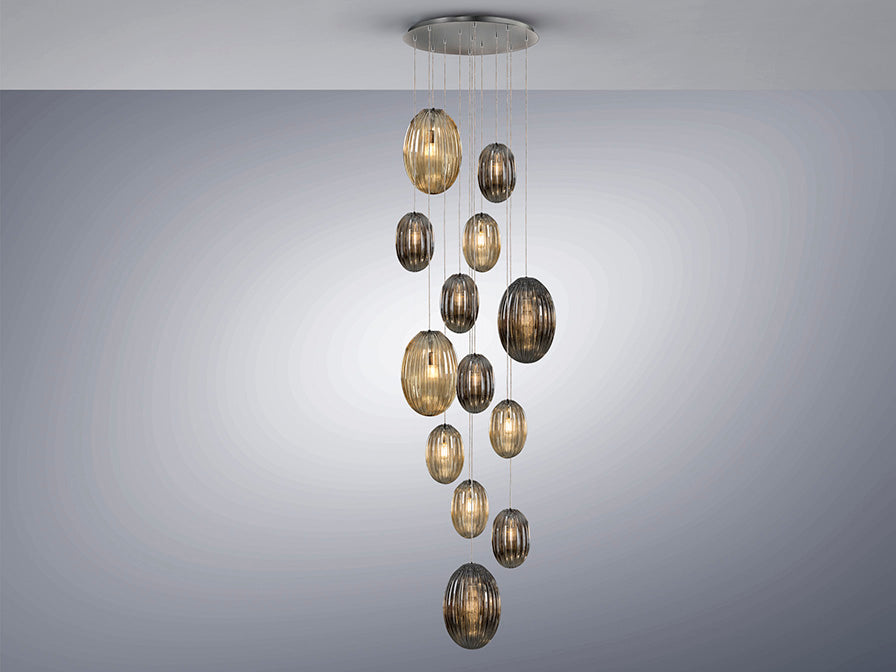 
Grande lampada da galleria di design a LED dimmerabile «Ovila» a 13 luci - senza telecomando