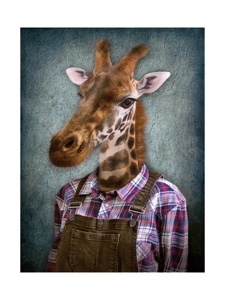 
Tableau en verre « Girafe en salopette » 60 x 80 cm