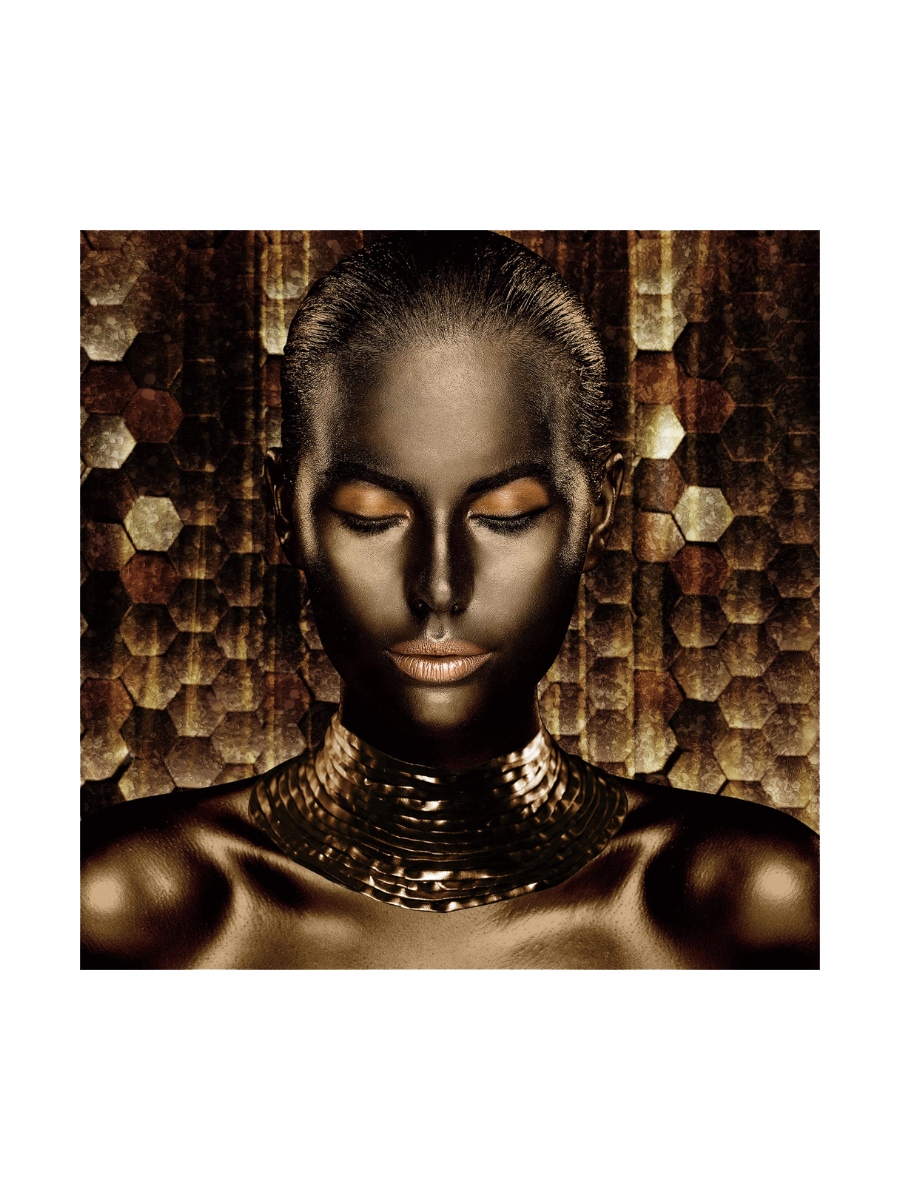 
Glasbild „Goldene Frau“ 100 x 100 cm