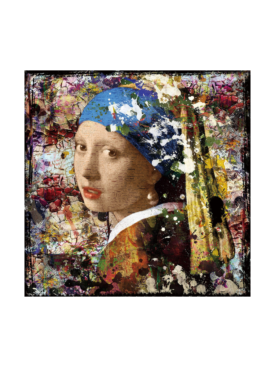 
Glasbild „Mädchen mit blauen Tuch“ 80 x 80 cm