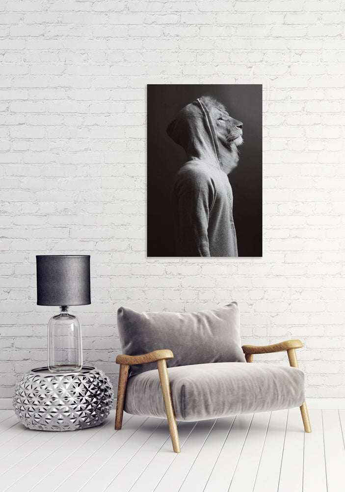 
Glasbild „Löwe im Hoodie“ 60 x 90 cm