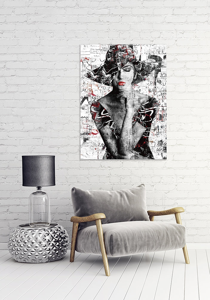 
Glasbild „Street Art 70er Schlapphut“ 90 x 120 cm