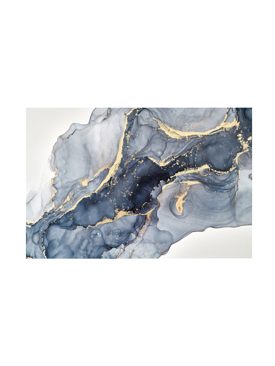 
Glasbild „Blaugrau im Goldrausch“ 100 x 150 cm