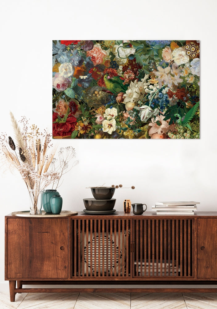 
Glasbild „Nostalgische Blumen“ 100 x 150 cm