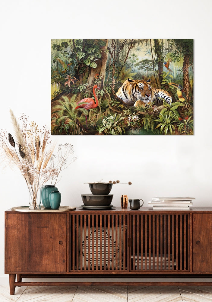 
Glasbild „Flamingo trifft Tiger“ 100 x 150 cm