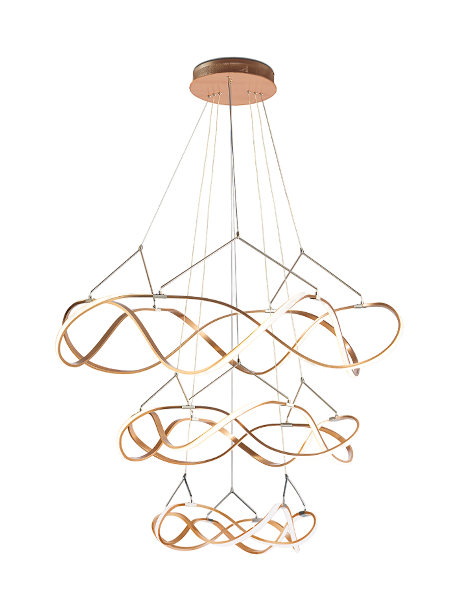 
Large LED designer pendant and gallery light “Molly” with remote control - Rose Gold