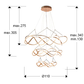 
Grande lampada a sospensione e da galleria di design a LED «Molly» con telecomando - Oro rosa