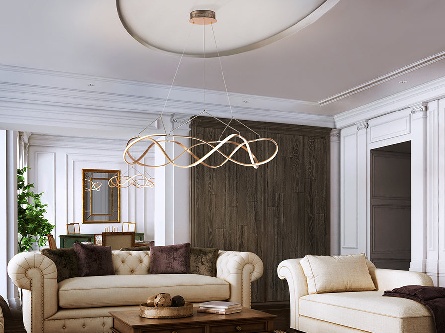 
Lampada a sospensione di design a LED dimmerabile «Molly», Ø 110 cm - senza telecomando / Oro rosa