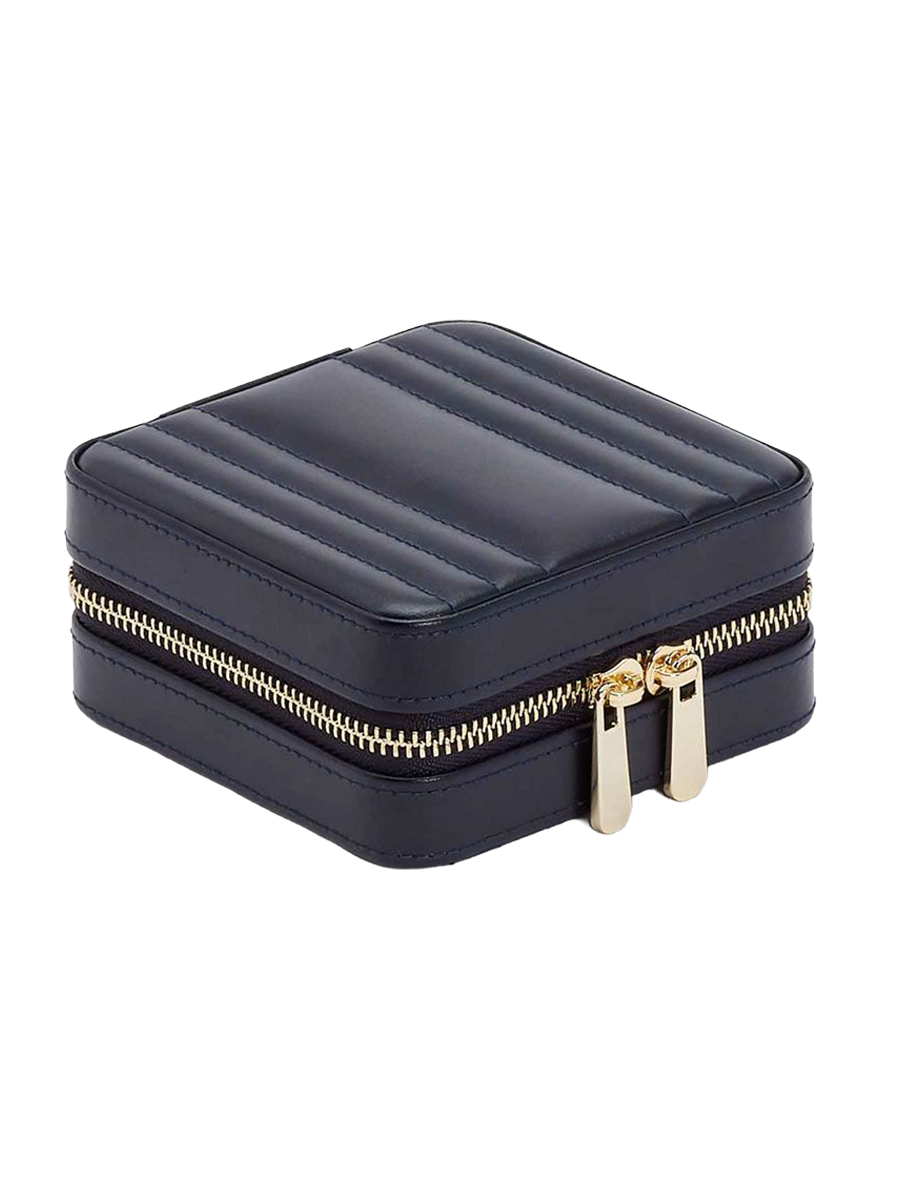 
Genuine Leather Jewelry Case "Maria Small Zip Case" - Navy