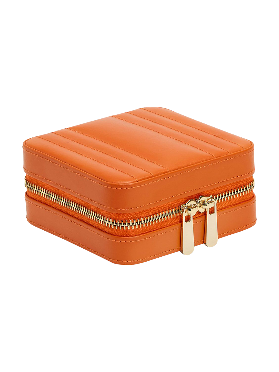 
Genuine Leather Jewelry Case "Maria Small Zip Case" - Tangarine