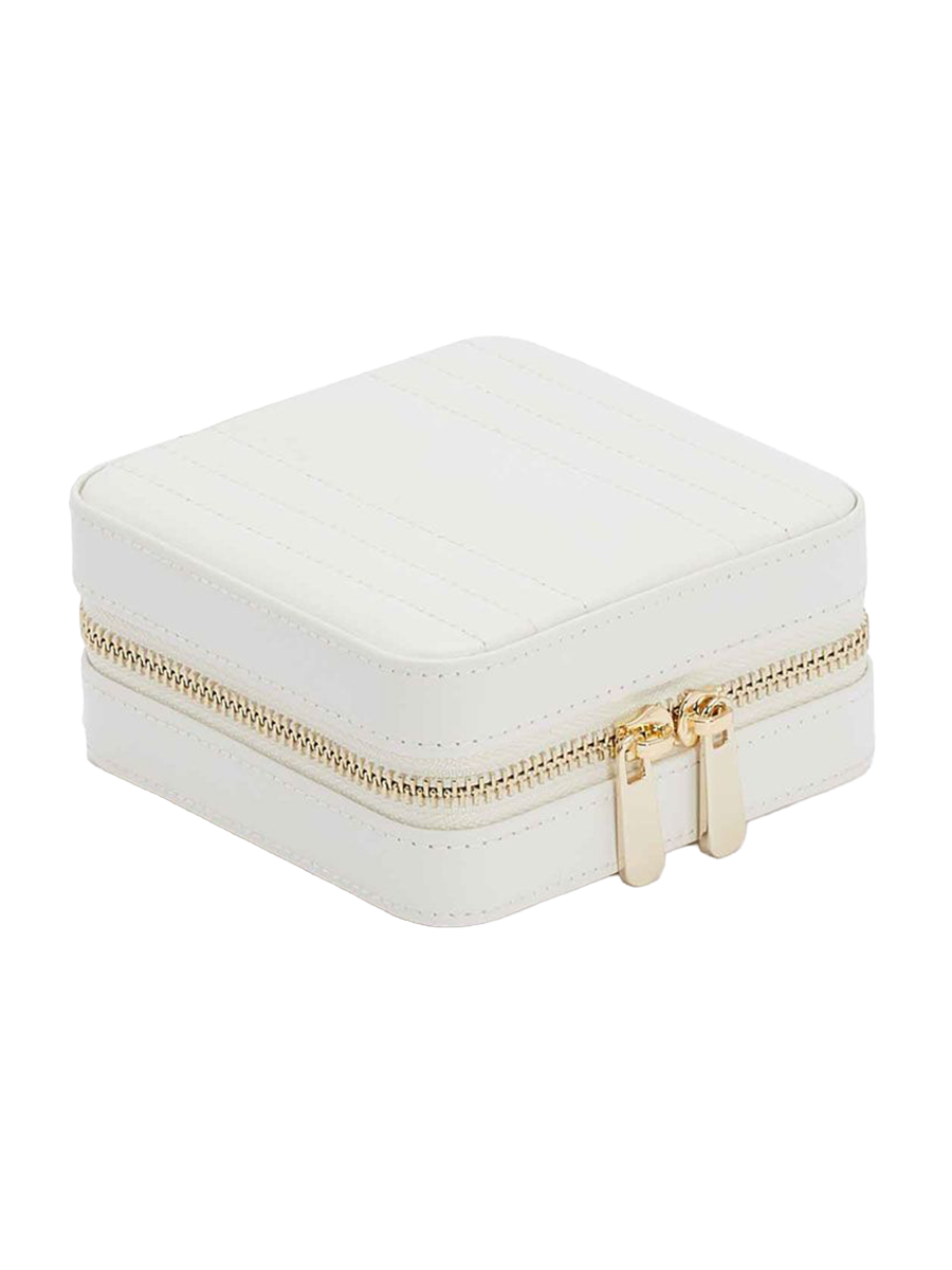 
Genuine Leather Jewelry Case "Maria Small Zip Case" - White
