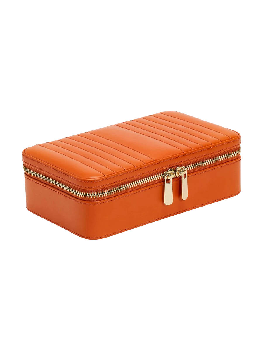
Genuine Leather Jewelry Box "Maria Medium Zip Case" - Tangarine