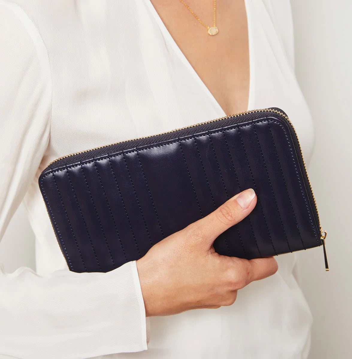 
Large Genuine Leather Jewelry Case "Maria Jewelry Portfolio" - Navy