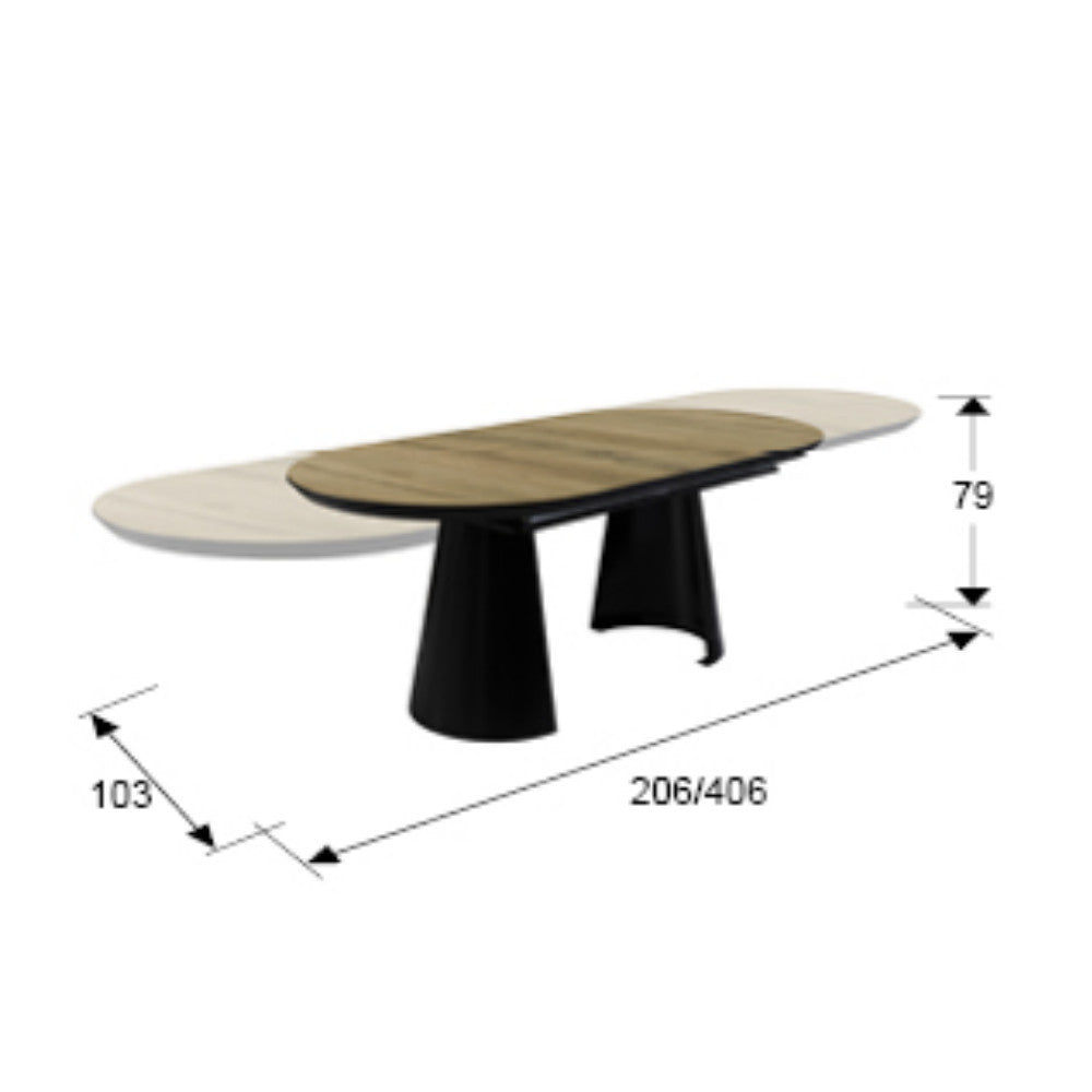 
Grande tavolo da pranzo allungabile di design «Capri» 206-406 cm