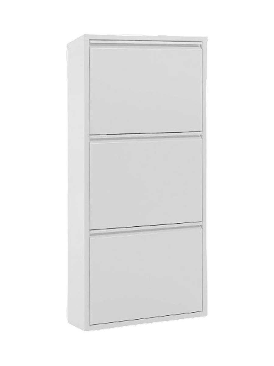
"Odeo" metal shoe cabinet - White / 3-door