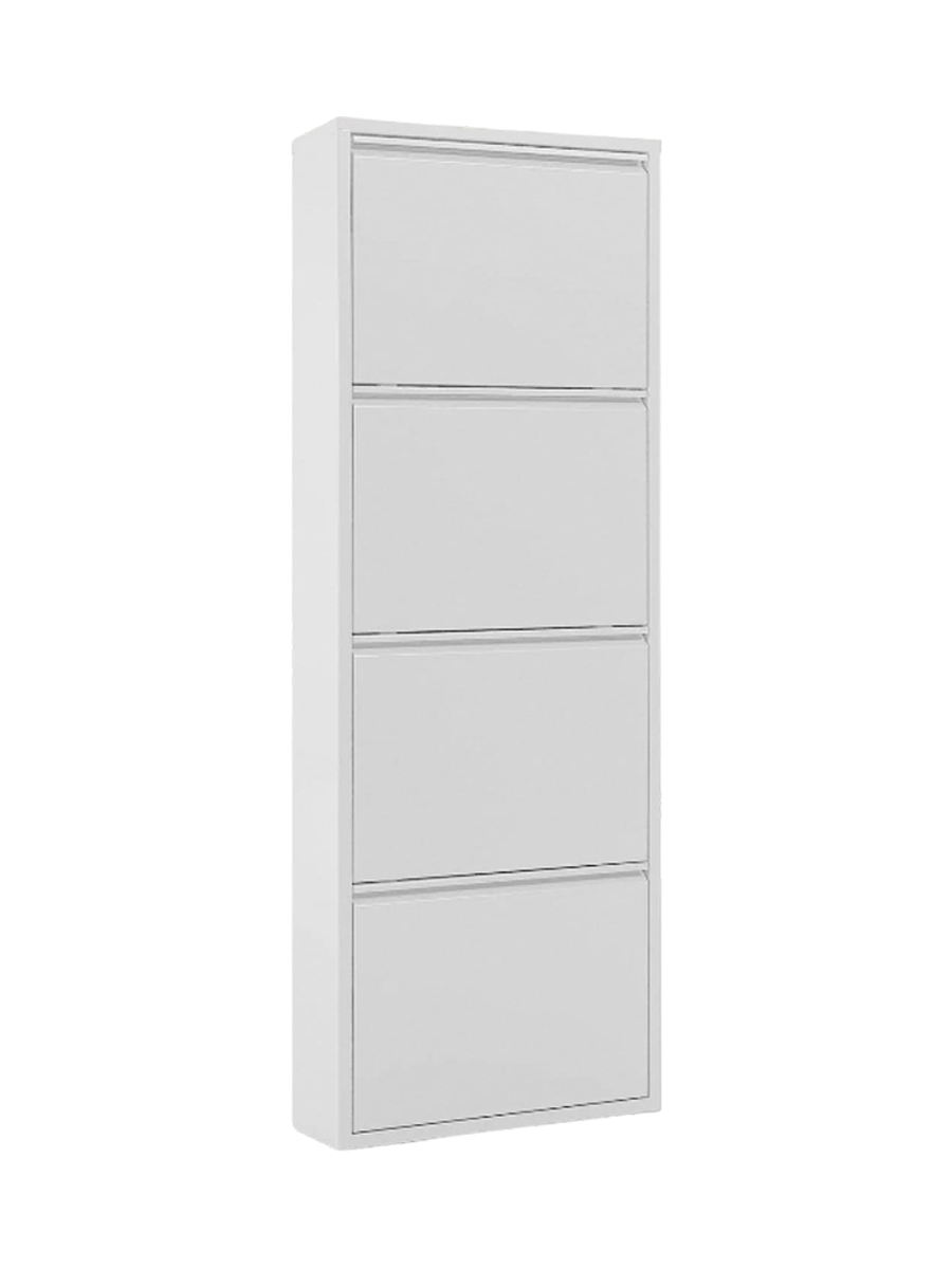 
"Odeo" metal shoe cabinet - White / 4-door