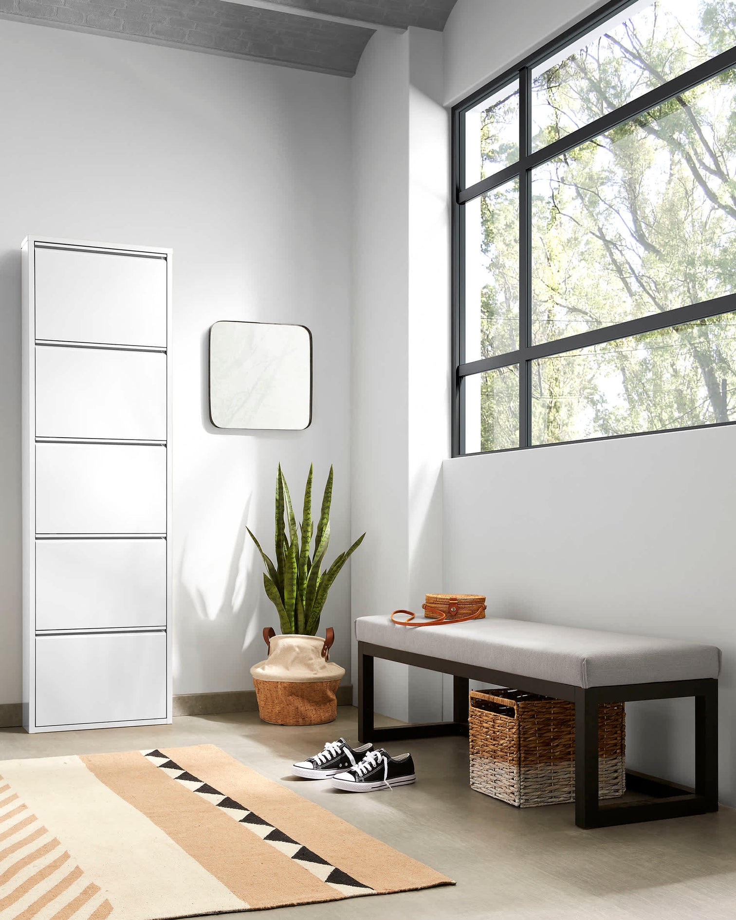 
"Odeo" metal shoe cabinet - White / 5-door