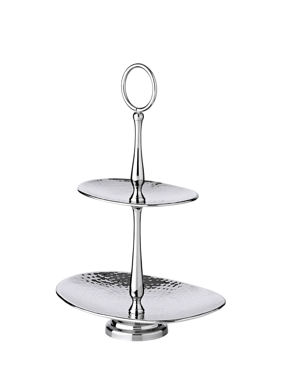 
Premium Edelstahl Etagere „Gulf“ - gehämmert & hochglanzpoliert - 2-stufig ,23 x 34 cm