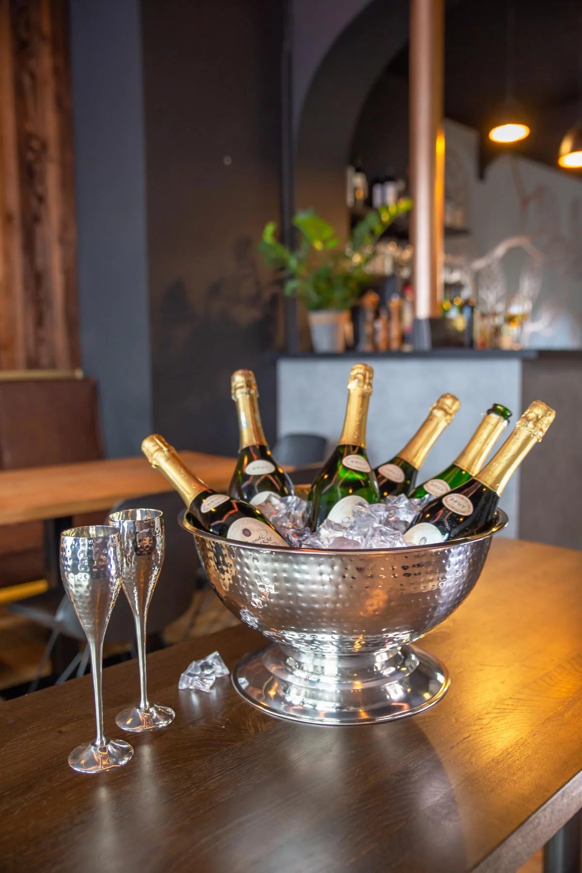 
2-Piece Set Premium Champagne Cooler "Cara" - hammered stainless steel