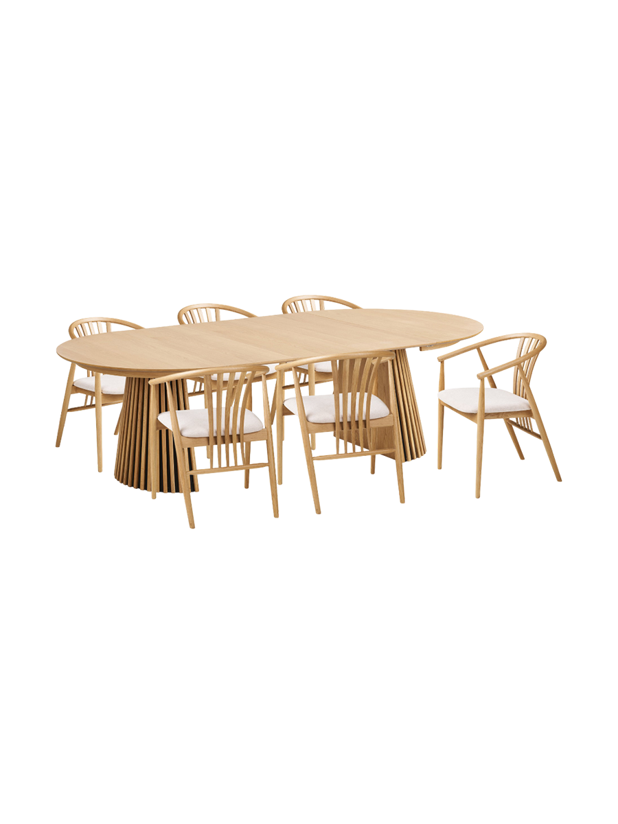 
Ensemble de salle à manger design 7 pièces « Osakka & Agustin » - Chêne brun foncé