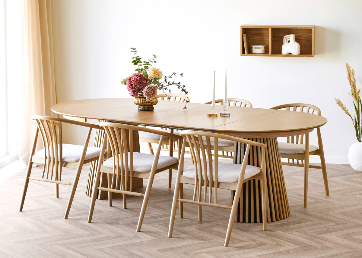 
7-teiliges Design Esszimmer-Set „Osakka & Agustin“ - Eiche Natural
