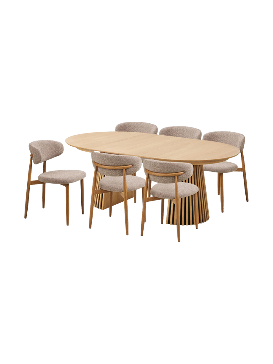 
Set da pranzo di design „Osakka & Levanto“ composto da 7 pezzi - Rovere Naturale