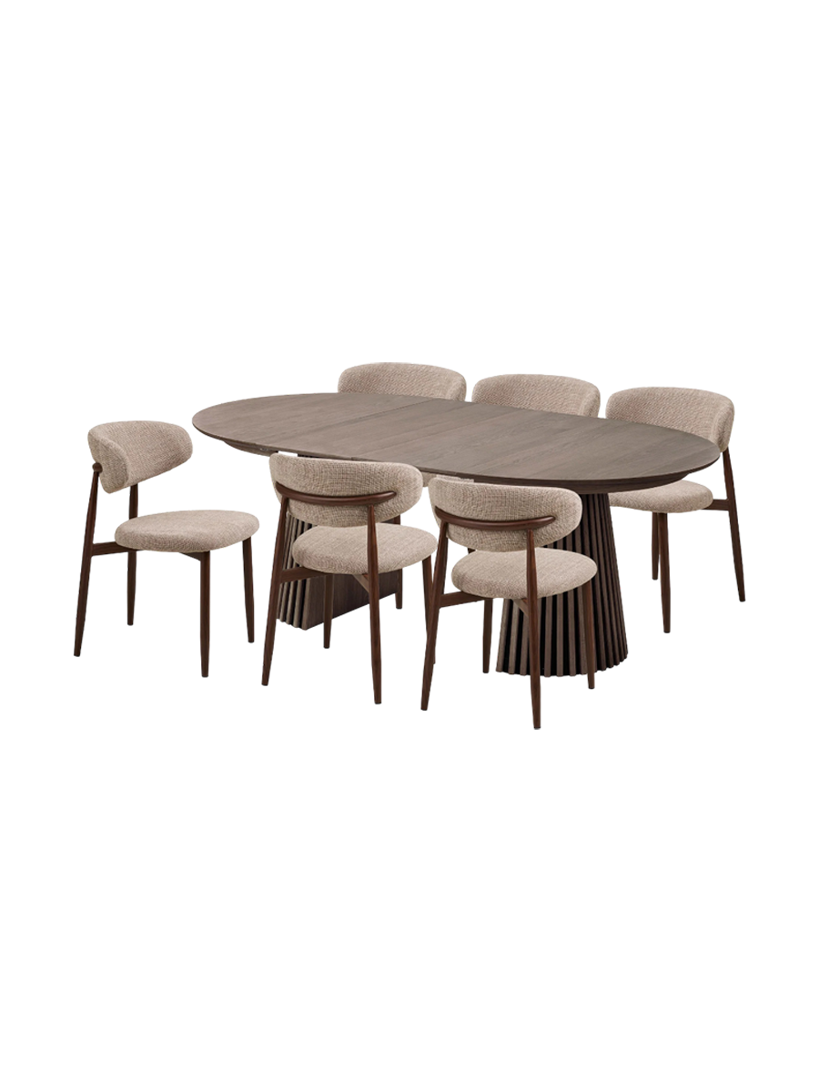 
Set da pranzo di design „Osakka & Levanto“ composto da 7 pezzi - Rovere Marrone scuro