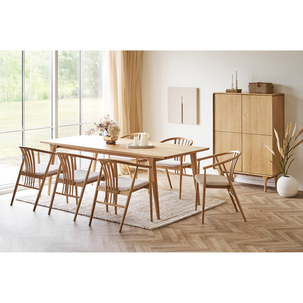 
Grande set da sala da pranzo di design in 7 pezzi «Darwin & Agustin» - Rovere Naturale